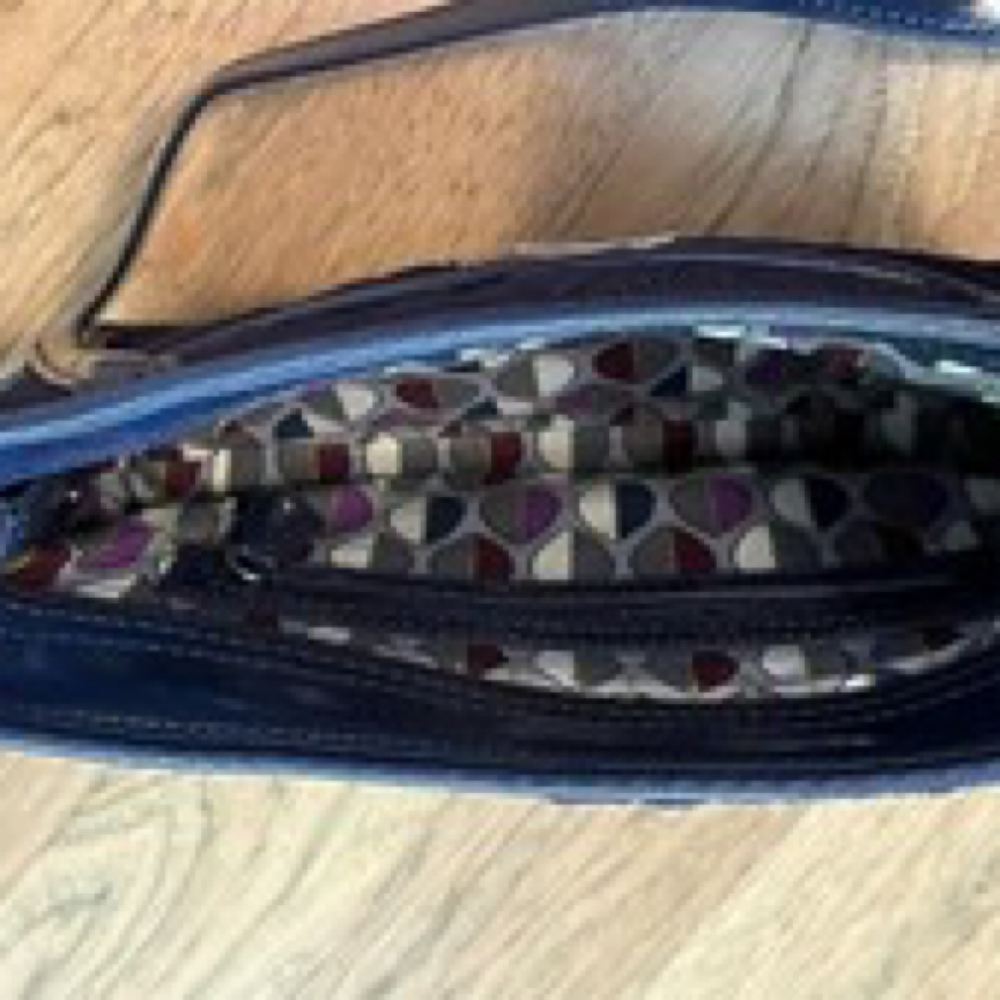 Vera Bradley Trapeze Quilted Crossbody with Patent Leather Trim Navy Blue - Picture 7 of 7